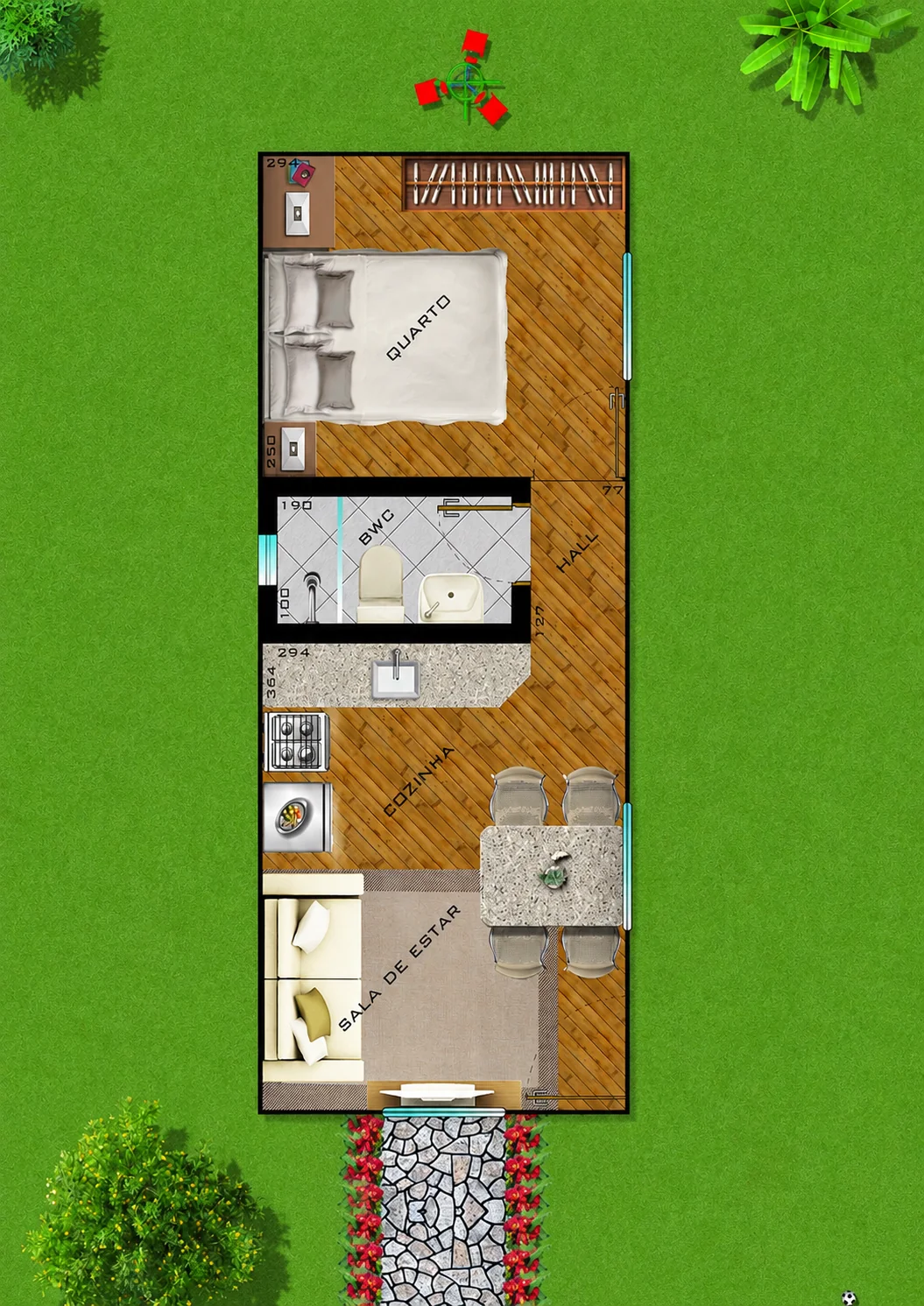 Planta baixa do Kit Casa 3x7,5m