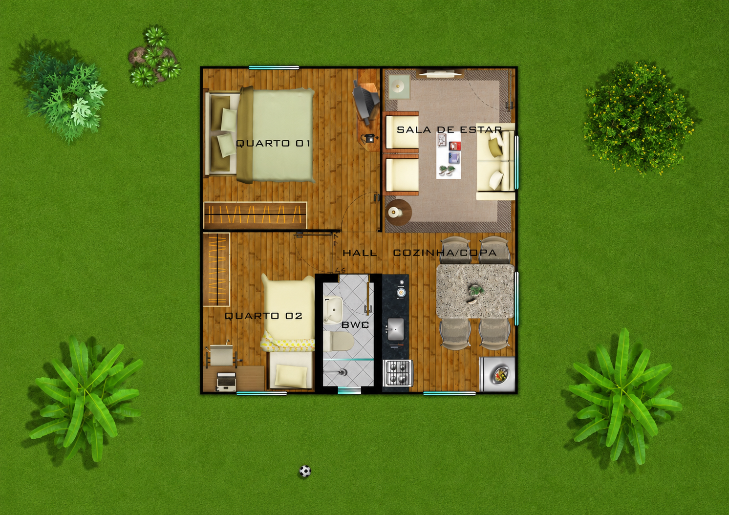 Planta baixa do Kit Casa 6x6m